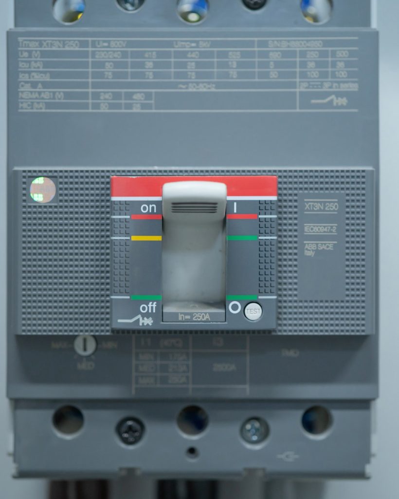 Industrial electric switch panel power plant in industry factory. Switchgear operation control